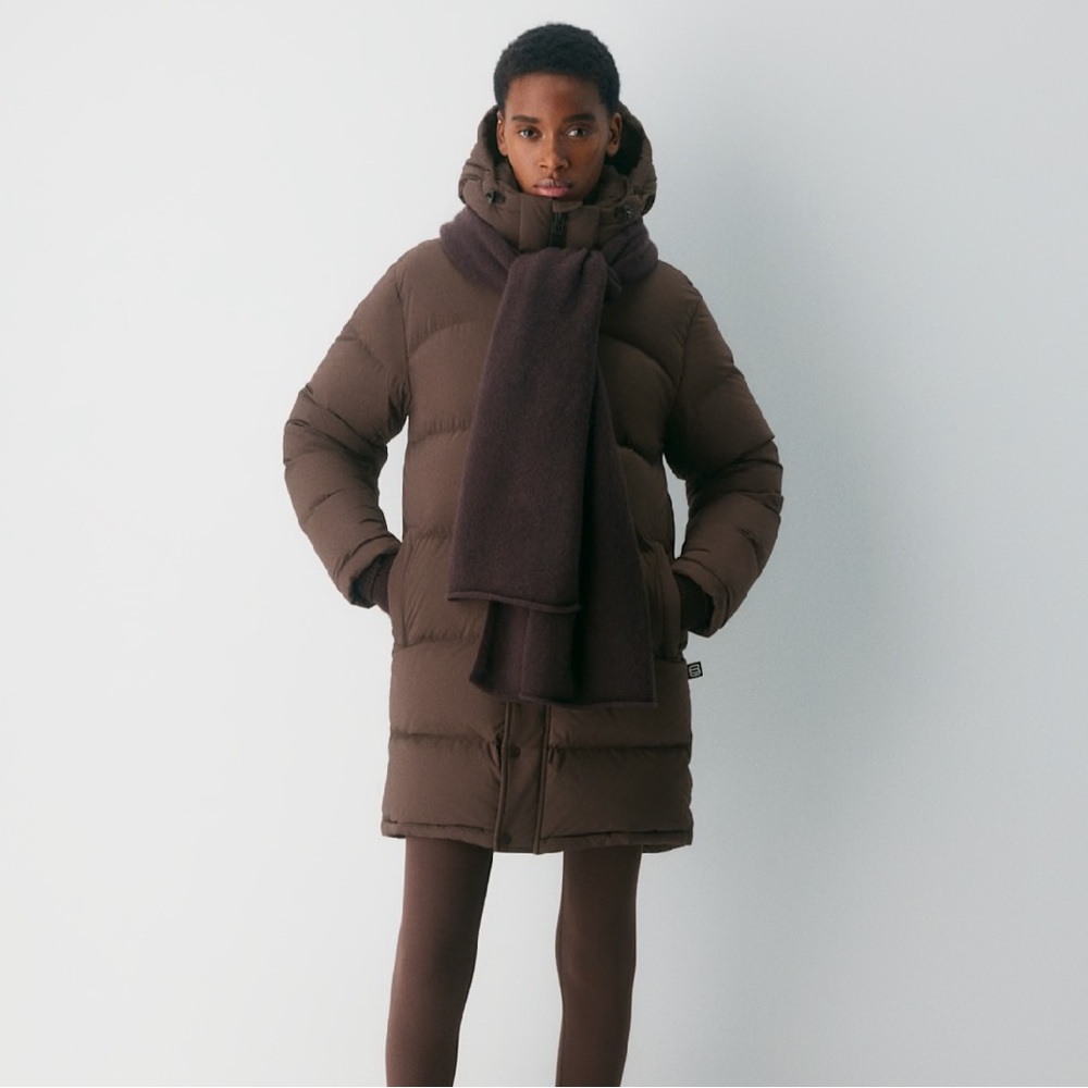 Aritzia SUPER PUFF MID Brown Puffer Jacket Rich Mocha Brown